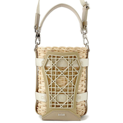 Dior Sahara 2-Way Bucket Bag Beige2Eskh376Bas Raffia Leather Rubber Size Nano