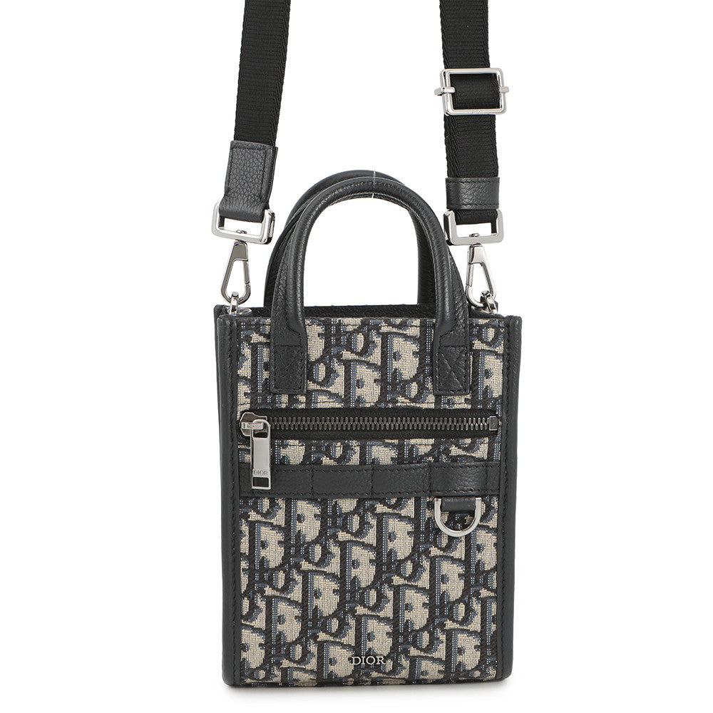 Dior Oblique Leather Navy Tote Bag Leather