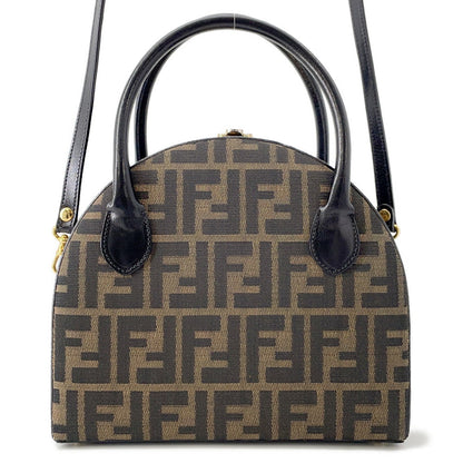 FENDI Zucca 2-way Bag Khaki Canvas Leather