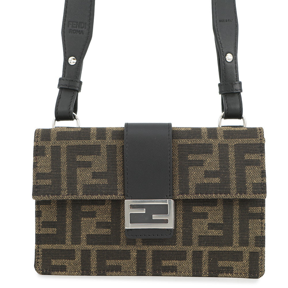 FENDI Baguette Slim Shoulder Bag Brown7M0295 Canvas