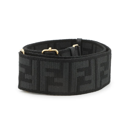 FENDI FF logo strap Black Canvas Leather