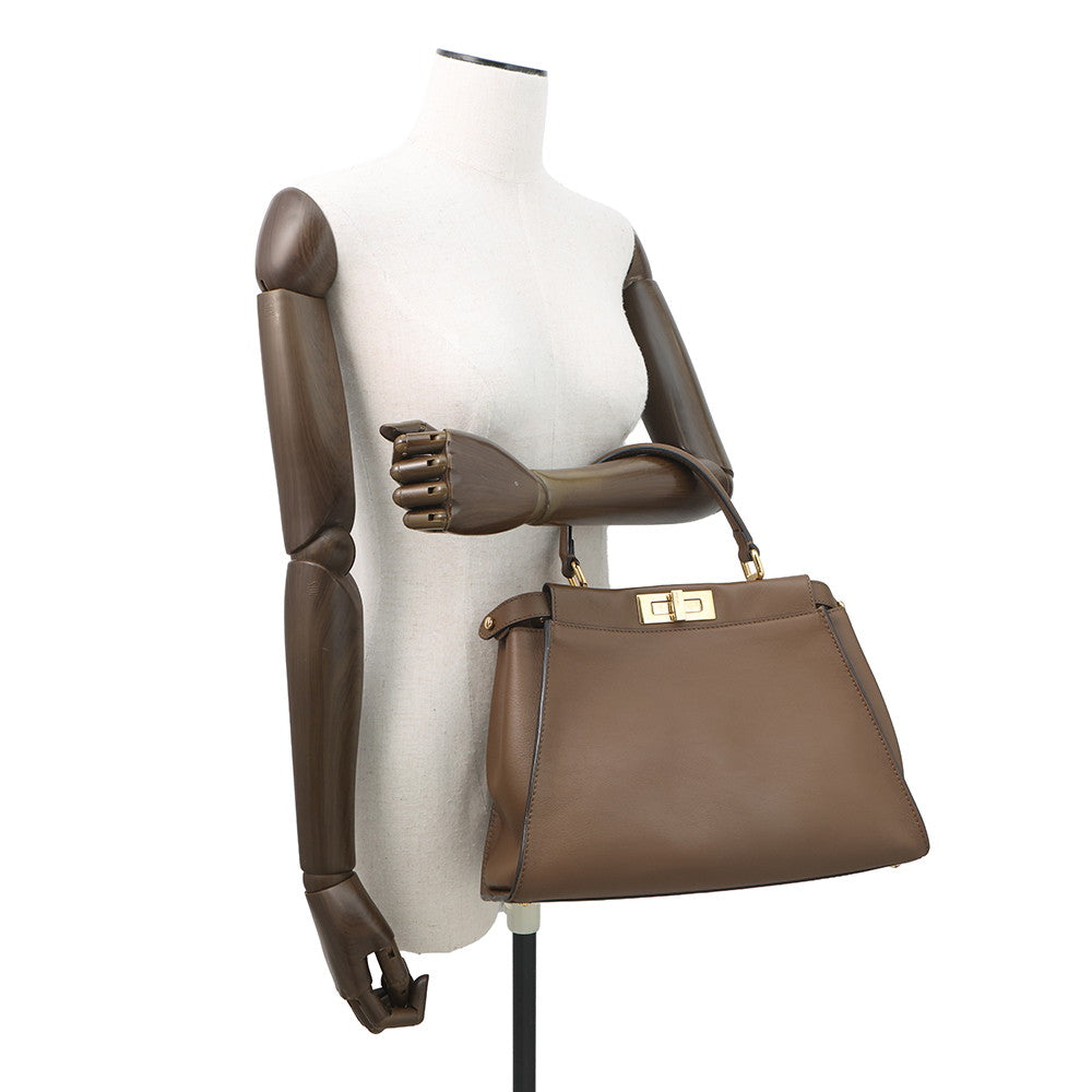 FENDI Peekaboo Selleria Brown8BN290 Leather Size regular