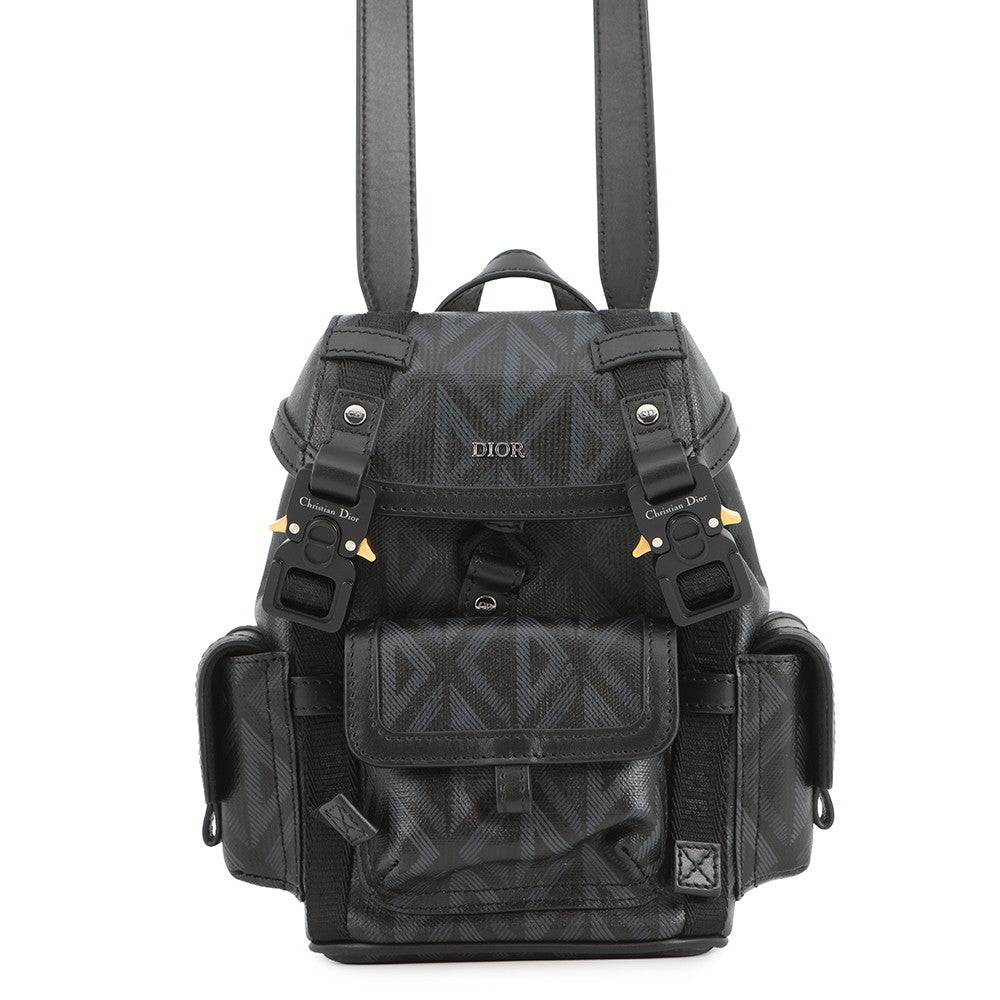 Dior Hit The Road Mini Backpack Shoulder Bag Black Pvc Coated Canvas