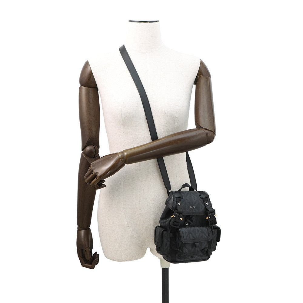 Dior Hit The Road Mini Backpack Shoulder Bag Black Pvc Coated Canvas