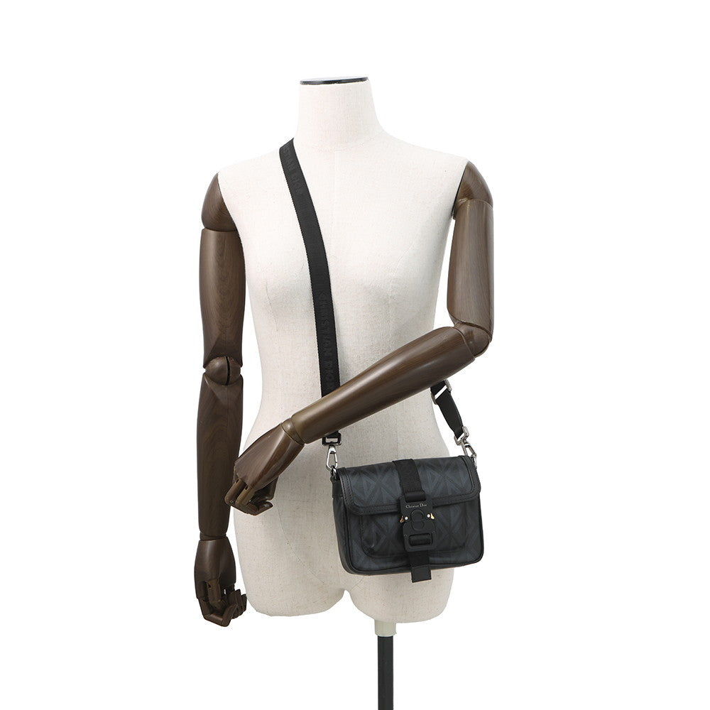 Dior Hit The Road Shoulder Bag Black Pvc Coated Canvas