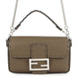 FENDI Selleria Baguette 2-Way Chain Shoulder Bag Khaki8BS017 Leather Size Mini