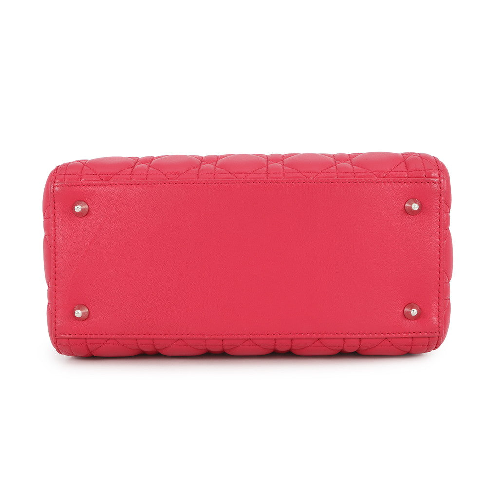 Dior Lady Dior Cannage 2Way Handbag Pink Leather Size Medium