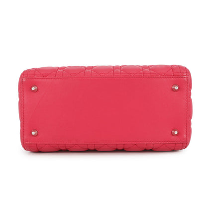Dior Lady Dior Cannage 2Way Handbag Pink Leather Size Medium