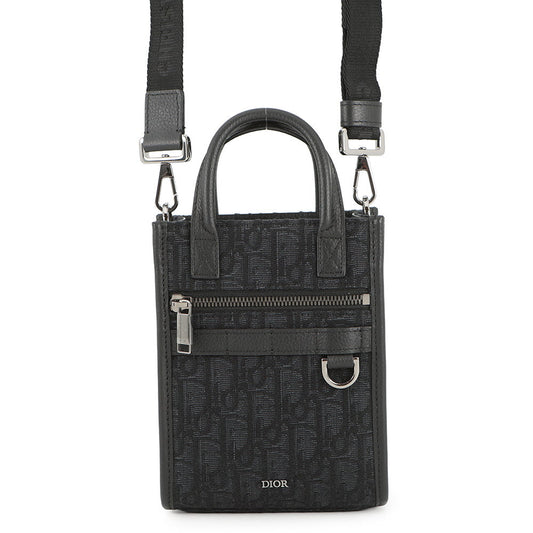 Dior Oblique Safari North-South 2-Way Shoulder Bag Black2Esws017Yky Canvas Leather Size Mini