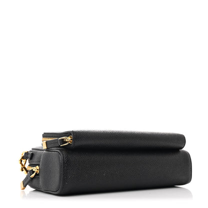 Christian Dior Grained Calfskin Caro Double Pouch Black