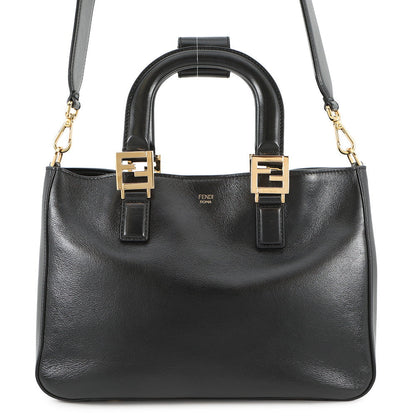 FENDI FF Tote 2WAY Bag Black8BH367 Leather Size Small