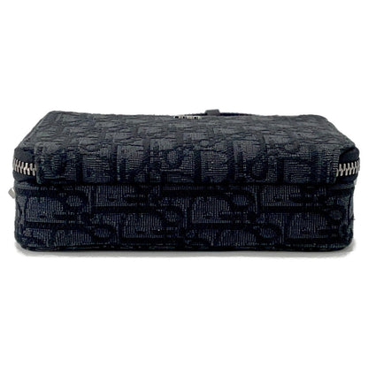 Dior Oblique Jacquard Zip Pouch Shoulder Bag Black2Obbc119Yse Canvas Leather