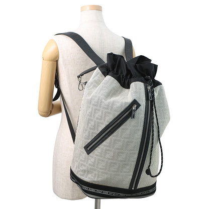 FENDI Logo Backpack Ivory/Black7VA466 Nylon Mesh