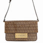 FENDI Zucchino Shoulder Bag Beige/Brown Enamel