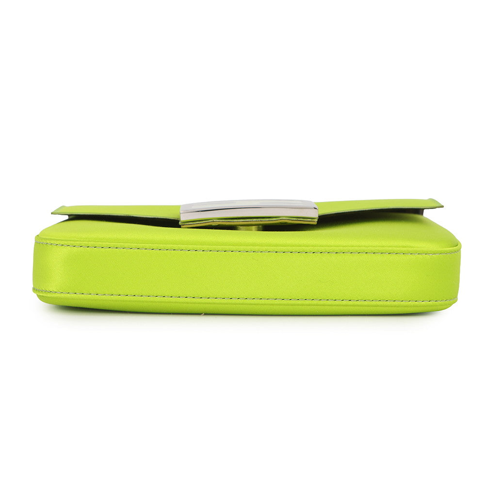 FENDI Baguette Phone Pouch Light Green/Brown7AS142 Satin