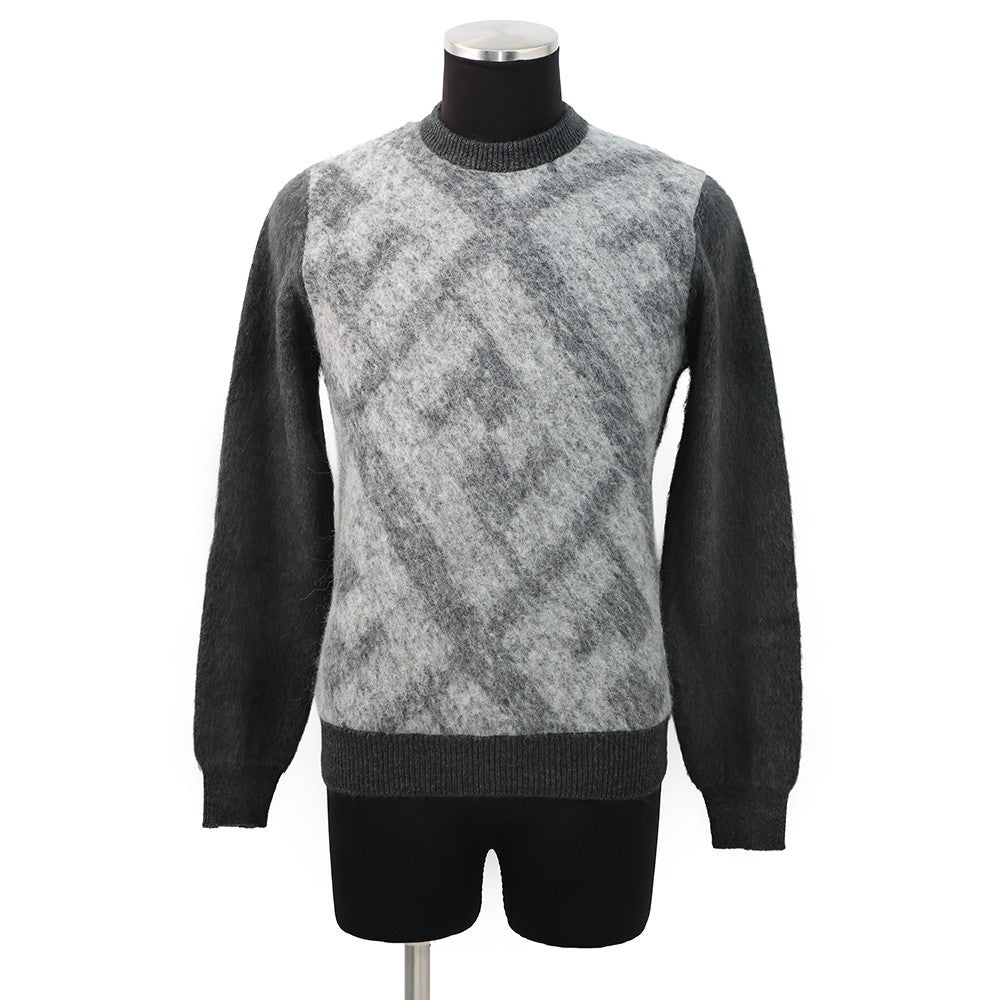 FENDI Zucca crew neck knit Size 46 GrayFZX091 Wool 70% Nylon20% Alpaca10%