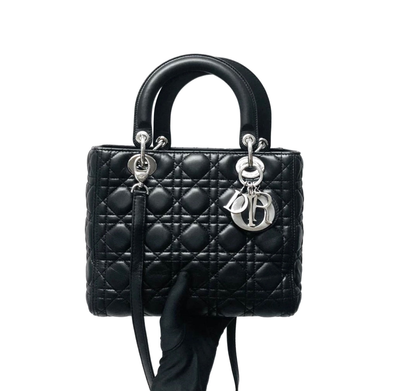 Dior Lady Dior Monogram Leather Shoulder Bag