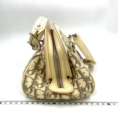 Dior Embroidered Diorissimo Bowler Bag Top White Monogram