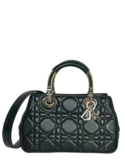 Christian Dior Black Leather Cannage Quilted The Lady 95 22 Bag