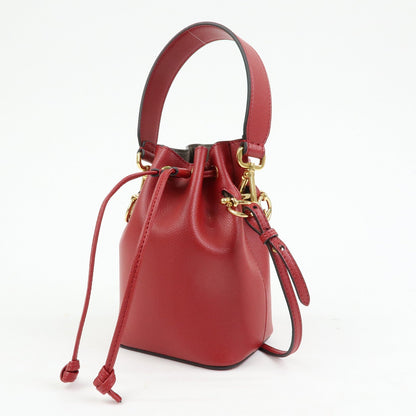 FENDI Mon Tresor Leather 2Way Bag Hand Bag Shoulder Bag Red 8BS010