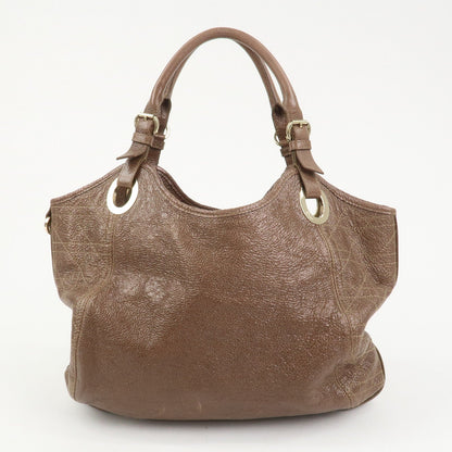 Christian Dior Lady Dior Leather Tote Bag Shoulder Bag Brown