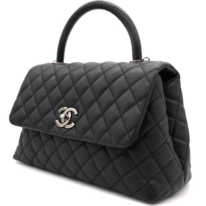 Chanel Black Caviar Leather Medium Coco Top Handle Bag