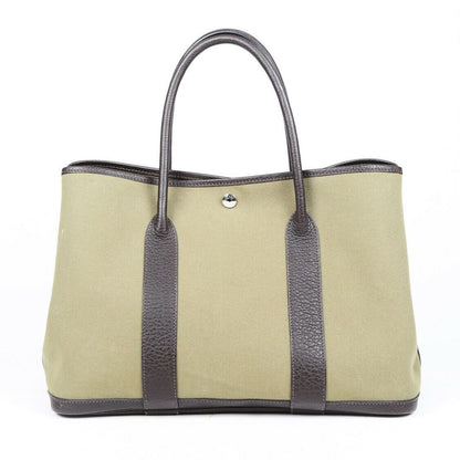 Luxury Hermes Bag Toile Garden Party Mm Vert Veronese Tote