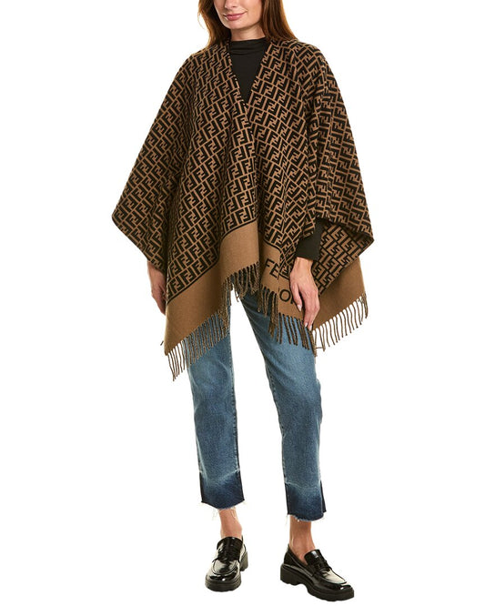 Fendi Ff Wool & Cashmere-Blend Poncho