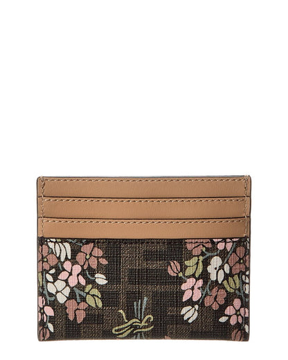 Fendi Roma Ff Jacquard & Leather Card Holder, Brown