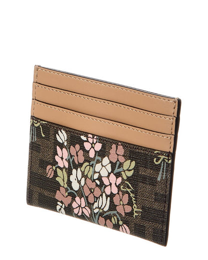 Fendi Roma Ff Jacquard & Leather Card Holder, Brown