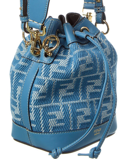 Fendi Mon Tresor Mini Ff Jacquard & Leather Bucket Bag