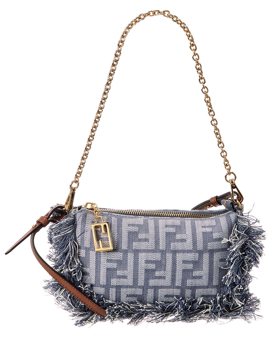 Fendi Baguette Ff Denim Pouch