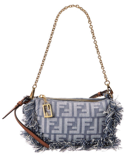 Fendi Baguette Ff Denim Pouch