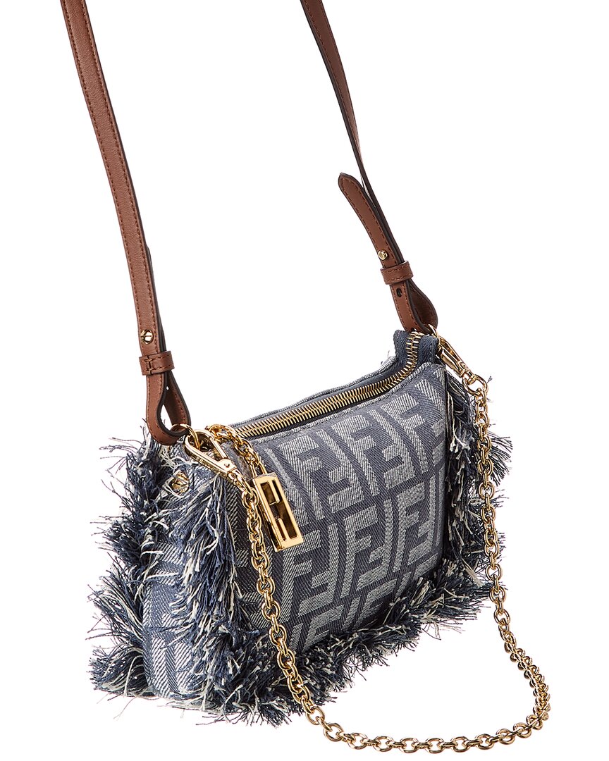 Fendi Baguette Ff Denim Pouch