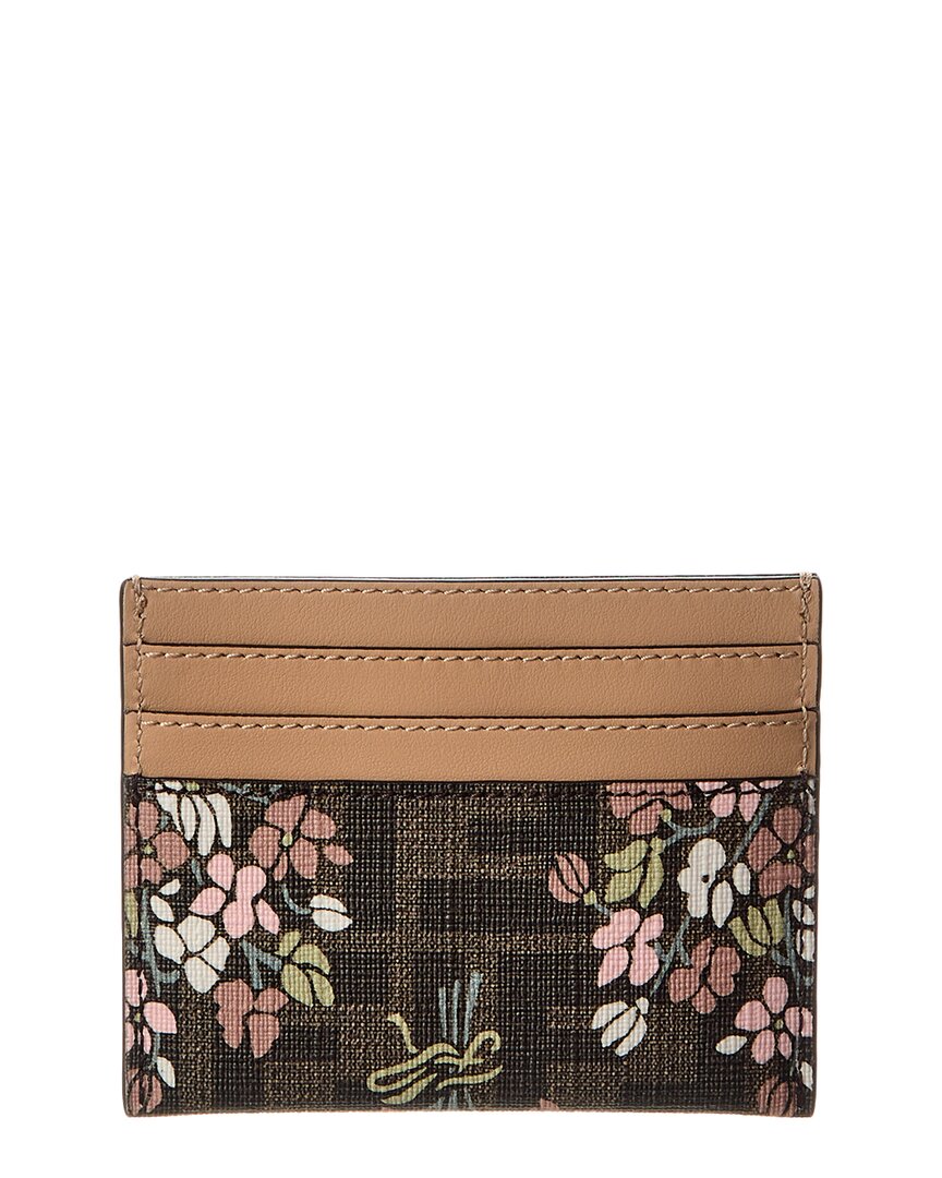 Fendi Roma Ff Jacquard & Leather Card Holder