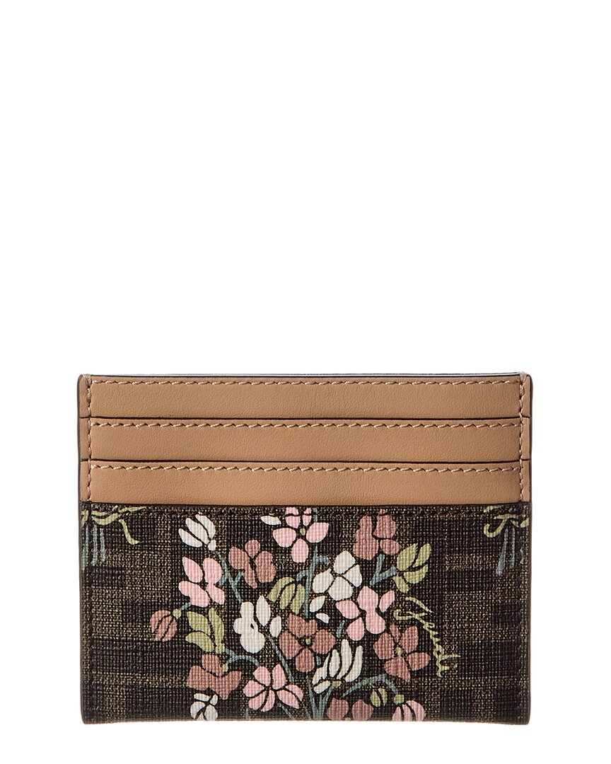 Fendi Roma Ff Jacquard & Leather Card Holder