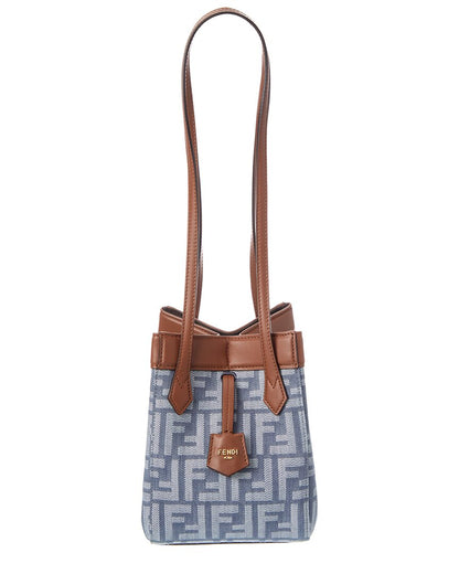 Fendi Origami Mini Ff Denim & Leather Shoulder Bag