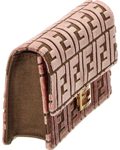 Fendi Baguette Ff Velvet & Leather Wallet On Chain