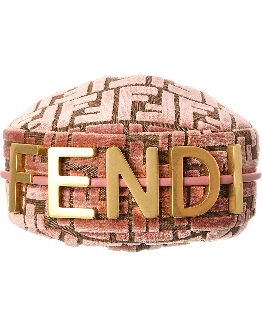 Fendi Fendigraphy Mini Ff Jacquard Velvet & Leather Hobo Bag