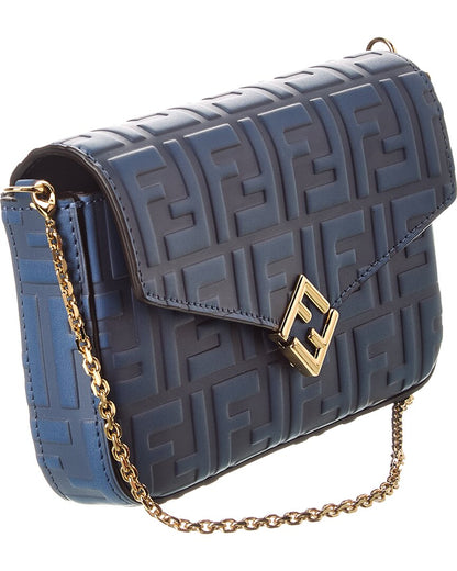 Fendi Ff Diamonds Leather Wallet On Chain