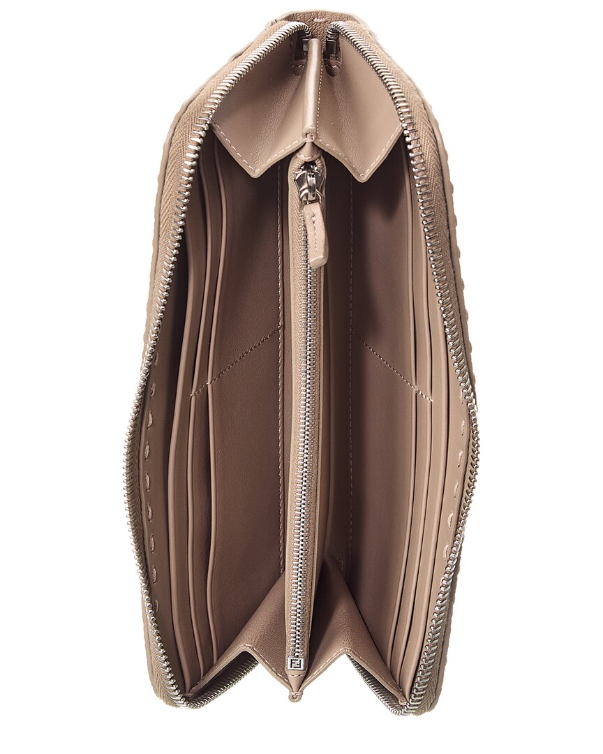 Fendi Zipper Around Peekaboo Large Leather Wallet