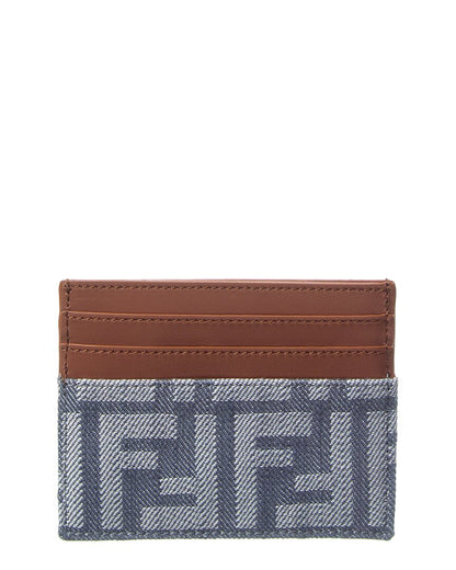 Fendi Baguette Ff Denim & Leather Card Holder