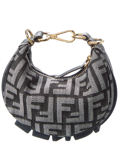 Fendi Fendigraphy Nano Ff Denim & Leather Bag Charm