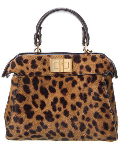 Fendi Nano Peekaboo Haircalf & Leather Clutch