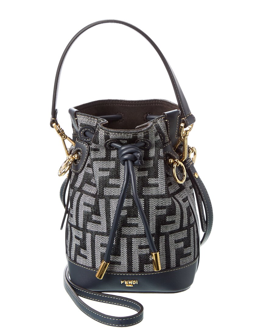 Fendi Mon Tresor Mini Ff Denim & Leather Bucket Bag