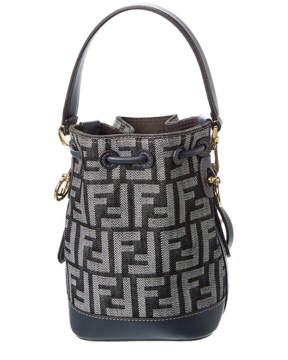 Fendi Mon Tresor Mini Ff Denim & Leather Bucket Bag