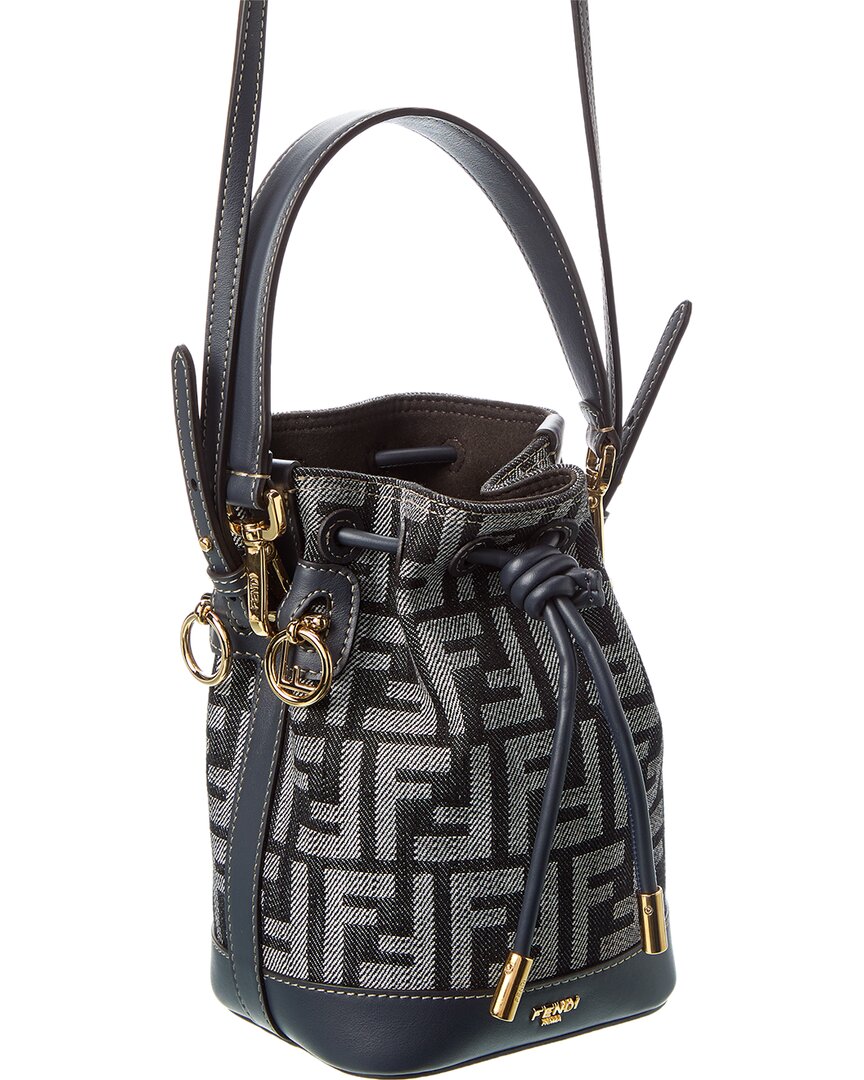 Fendi Mon Tresor Mini Ff Denim & Leather Bucket Bag