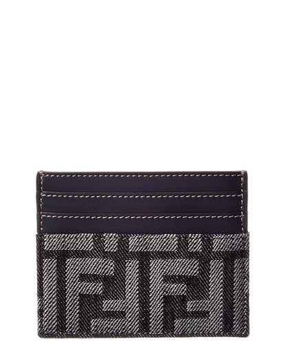 Fendi Baguette Ff Denim & Leather Card Holder