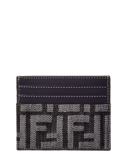 Fendi Baguette Ff Denim & Leather Card Holder