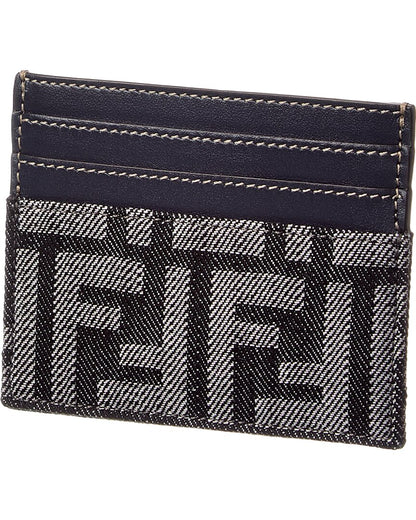Fendi Baguette Ff Denim & Leather Card Holder
